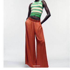 Blush Pink Wide Pant Silky Pant SMALL